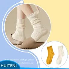 1/2/3 Pares Feminino Menina Meias De Algodão Quente Altas Moda Casual