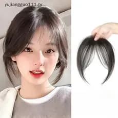 # Novo Parte Média Franja Falsa Sintética Topper Peruca Clip-In Bang Extensão Natural Invisível Clourse Feminina .