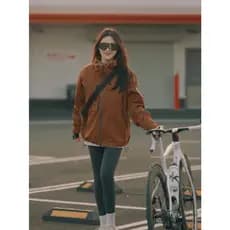 Café laranja jaqueta ao ar livre feminina 2025 nova jaqueta à prova de vento High-End ciclismo jaqueta das mulheres dos