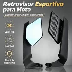 Espelho Retrovisor New Airfoil Asa De Vento Esportivo, Rotação De 180°, Universal HONDA/YAMAHA TODAS