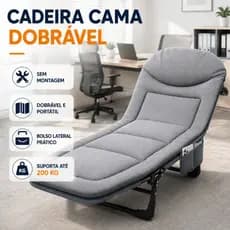 Cadeira Cama Dobrável Reclinável 170cm Para Descanso Adulto até200KG Escritório Camping Sem Montagem