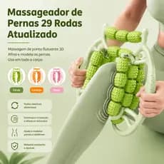 Massageador de Celulite Anular de Perna 29 Rodas Portátil Braçadeira 360° Multifuncional