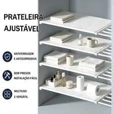 Organizador Prateleira Inteligente Retrátil portátil 38 a 80cm Aço inoxidável Branca Extensível 30cm