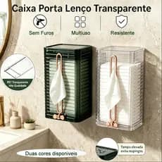 Caixa Acrílico Transparente Porta Lenço Multiuso Desktop Instalação De Parede Resistência Com Gancho