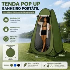 Barraca Privativa Pop Up 150×150×190 cm – Banheiro/ Vestiário Rápido para Camping Dobrável