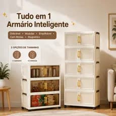 Armário Organizadora Dobrável Empilhável com Rodinhas Multiuso 3 ou 5 Prateleiras Caixa Organizadora
