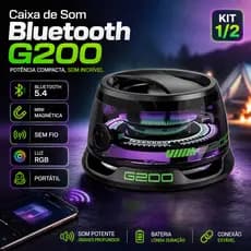 G200 5.4 Mini Alto-Falante Bluetooth Sem Fio Portátil Magnético Com Luz RGB , Multifuncional , Para Telefones Celulares
