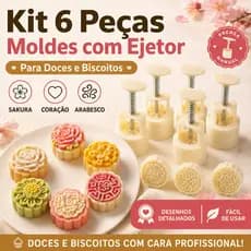 Kit De Molde Para Doces E Biscoitos Com Ejetor-Sakura , Heart Arabesque Manual Press 6 Peças