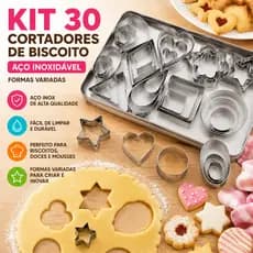 Kit 30 Cortadores De Biscoitos De Aço Inoxidável , Formas Variadas Com Anéis De Mousse Duráveis Profissionais