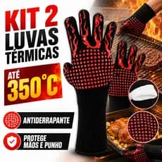 Kit 1/2/4 Luvas Térmicas Forno Churrasco Alta Resistência Até 350 ° C Protege As Mãos E Pulso Antiderrapante