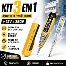 Kit 3 Em 1 : Caneta Detectora De Tensão Digital E Testador De Corrente (12V A 250V) + Chave De Fenda