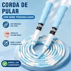 Corda de Pular Segmentada Ajustável 2,8 Metros com Miçangas Emborrachadas para Adulto e Criança