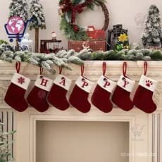Meias De Natal Alfabeto De Tricotar Floco De Neve Cartas Vermelhas Árvore De Decoração