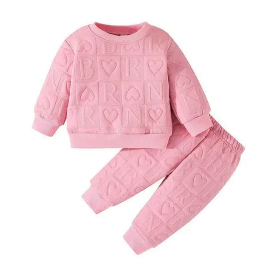3-24 Meses De Roupa Infantil Terno Monocromático De Manga Comprida Letra Camiseta E Calça