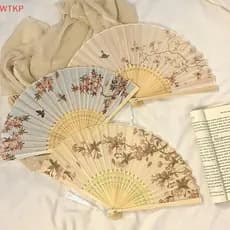 Leques Chineses Dobráveis , 1 Peça , Leque De Mão Para Casamento , Bambu , Portátil , Dança , Festa , Ventilador Decorat