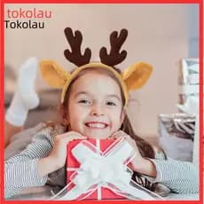 Women Christmas Headband Festive Antler Hairband Reindeer for – Elastic Hair Hoop Comfortable Xmas Accessories Holiday