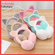Aquecedor De Orelha Feminino Adorável De Inverno Para Gatos Com Glitter Brilhante E Proteção Contra Frio