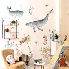 Adesivos de Parede Adesivos de Parede Grandes Adesivos de Parede Submarina Tartaruga Marinha de Baleia Animal Estilo Aqu