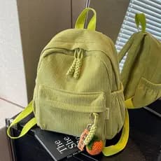Pequena Mochila de Veludo para Mulheres, Bolsa de Viagem para Estudantes