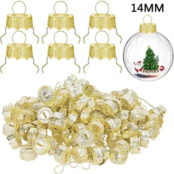 50PCS Bonés De Natal Redondos De Bolas Metal Removíveis Em Ouro