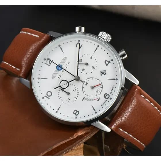 Zeppelin Multi-Function Ponteiro Cronógrafo Business Watch Masculino Couro Genuíno Swiss Elegant Bracelet K2PM FBXX