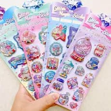 Adesivos 3D Líquidos Brilhantes e Fofos, Adesivos com Glitter Preenchidos com Água, Decoração DIY para Capas de Telefone