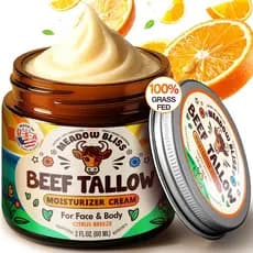 Sebo de Boi para a Pele - Creme Hidratante - 100% de Bovinos Alimentados a Pasto - Sebo de Boi Batido - Óleo de Jojoba O