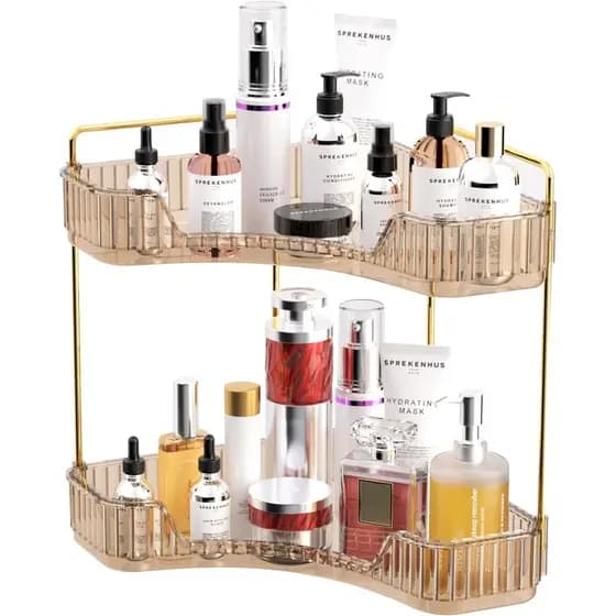 Organizador de Maquiagem GTI de 2 Níveis, Organizador de Grande Capacidade para Banheiro, Organizador de Perfumes, Cosmé