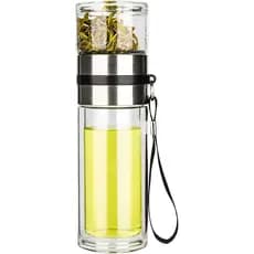 PARACITY Garrafa Infusora de Chá de Vidro, Copo Térmico de Parede Dupla em Borosilicato, Portátil para Viagem, Caneca à