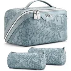 BOYATU Bolsas de Maquiagem para Viagem, Organizador de Cosméticos: Conjunto de 3 Peças, Bolsa de Maquiagem Floral de Gra
