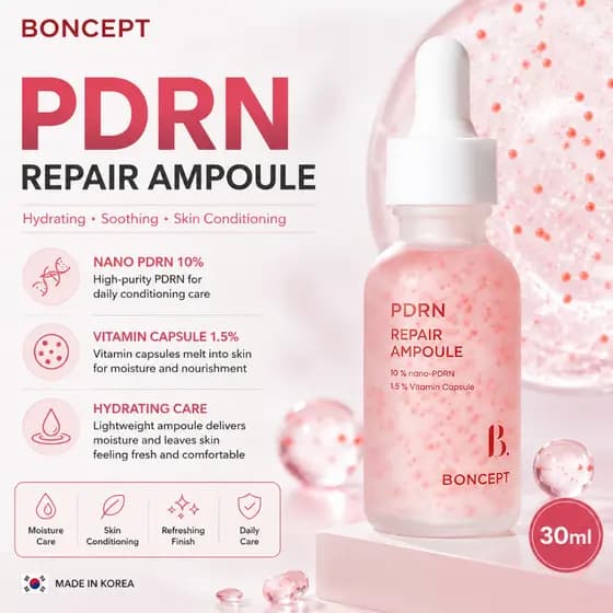 BONCEPT Ampola PDRN Repair 30ml Nano PDRN 10% Cápsulas de Vitamina 1,5% Sérum Hidratante Cuidados com a Pele Coreana
