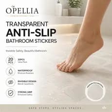 OPELLIA Adesivo Antiderrapante Transparente para Banheiro 20 Unidades 10x10cm PEVA Impermeável Piso Box Banheira Escada