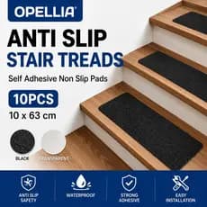 OPELLIA Fita Antiderrapante para Escada 10 Peças 10×63cm Autoadesiva para Escadas Piso Banheiro Uso Interno e Externo