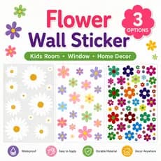 OPELLIA Adesivo de Parede Floral Margarida Decoração Quarto Infantil Janela