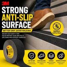 Fita De Segurança Antiderrapante Multiuso 3M , 50mm x 15M , Preta , Para Piso De Escada Banheiro , Escadas , Entrada Int