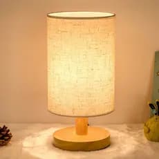 Luminária De Mesa Abajur Rústico Madeira Com Abajur de Tecido Para Quarto