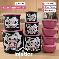 Kit com 9 potes para mantimentos organizadores de cozinha
