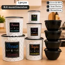Kit potes de mantimentos com 9 peças para cozinha