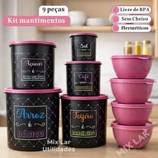 Kit de potes para mantimentos de cozinha com 9 peças