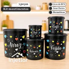 Potes de mantimentos cozinha com 5 peças decoradas