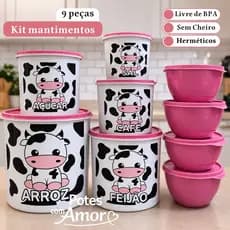 Kit de potes mantimentos para cozinha com 5 peças + 4 potes redondos