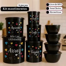 Kit potes de mantimentos para cozinha com 5 peças + 4 potes redondos