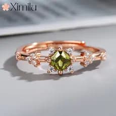 ❤ Original francês Retro luz luxo verde oliva anel de cristal feminino romântico requintado High-End moda jóias