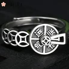 ❤ Clássico original fortuna Dangtou Thai prata Retro dinheiro anel aberto anel rotativo original nova jóias masculino