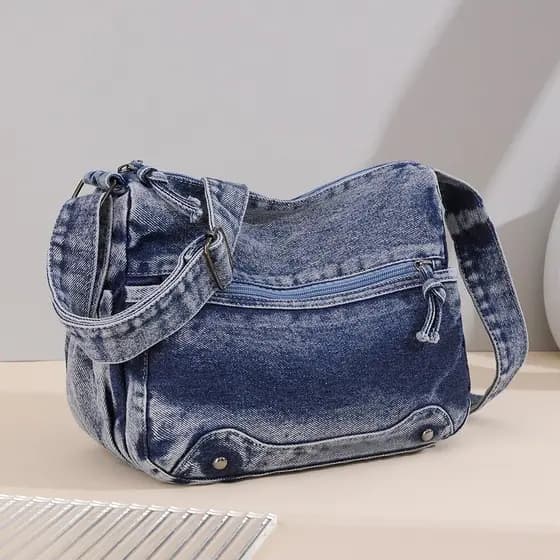 Bolsa Transversal Feminino Jeans Casual Simples Resistente