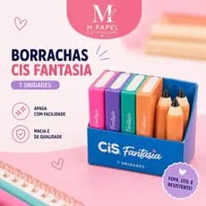 Kit 7 Borrachas Kawaii Formatos Livros e Lápis 3D Coloridos Divertidos Material Escolar