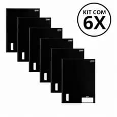 Kit 6 Cadernos Universitário Jandaia Stiff 96 Folhas Capa Dura Brochura Costurado Preto Pautado kit 2 cadernos