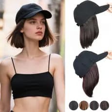 Boné De Beisebol ADAMES Bob Peruca De Cabelo , Postiços Sintético Curto Reto Penteado , Ajustável