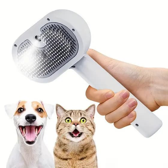Escova Para Animais De Estimação Em Spray De Luz Azul Spa De Gatos Queda Com Um Clique-Pente Eficaz Remoção De Pêlos De