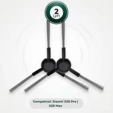 Kit 2 Escova Lateral Compatível Robô Aspirador Xiaomi X20 Max e X20 Pro (1 par) Refil